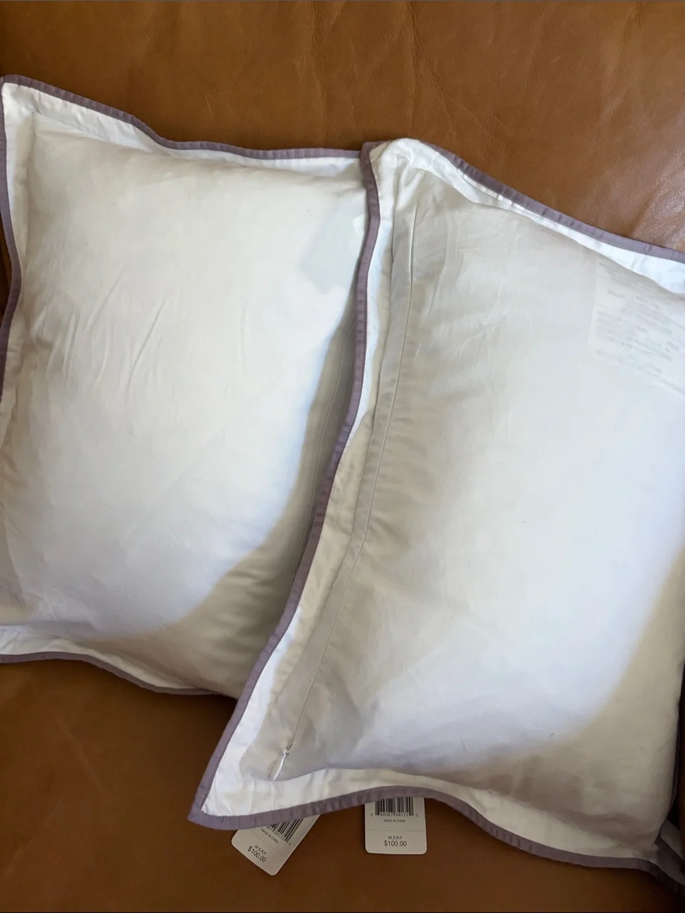 2 RALPH LAUREN HOME Spencer Sateen Border 12x16 Waterfowl Feathers Accent Pillow